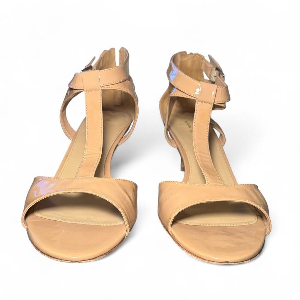 Via Spiga V-Lindsie Nude Patent Leather Strappy Sandals Size 11M Kitten Heels - Picture 3 of 8